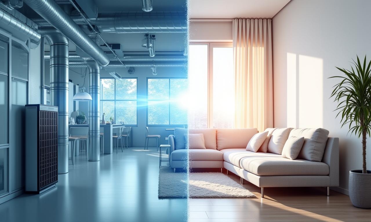 Clean air flowing through industrial and residential spaces, symbolizing advanced air purification